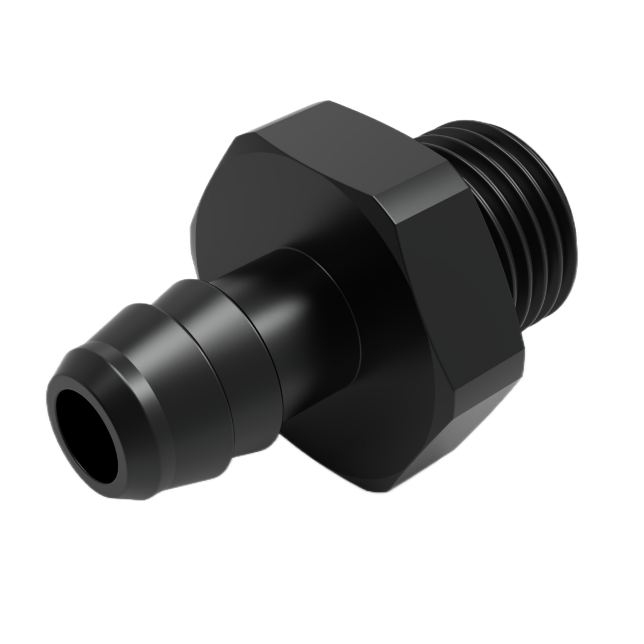 6AN ORB to 3/8 Barb Push Lock Hose Fitting - Aftermarket Industries
